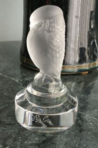 Lalique France Frosted Crystal Figurine Bird Of Prey - Hawk/Baby Eagle? 3” Tall 2
