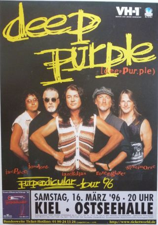Deep Purple " Purperdicular Tour 1996 " German Concert Poster