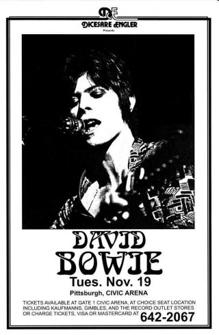 David Bowie At Civic Arena In Concert Poster 11x17