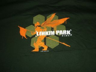 Vintage 2001 Linkin Park Hybrid Theory Concert Large Green Shirt