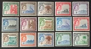 Gambia.  Qeii Definitive Set.  Sg171/85.  1953.  Mnh.  Cv £110.  00.  Ad22.