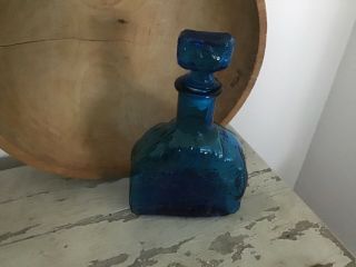 Vintage Ice Blue Glass Decanter With Matching Stopper - Fantastic