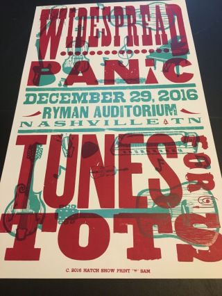 Widespread Panic - Hatch Show Print - Poster - Ryman Auditorium 12/29/16 22 X 13.  25