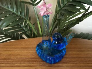 Rare Leo Ward Signed Bluebird Of Happiness Glass Bud Vase Paperweight Figurine