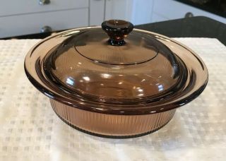 Corning Vision Ware V - 30 - B 24oz 750ml Small Amber Glass Casserole Dish With Lid
