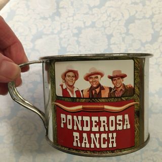 Vintage Bonanza Ponderosa Ranch Tin Dipper Cup Cartwrights Hoss Joe Ben