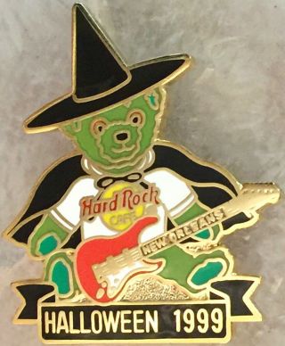 Hard Rock Cafe Orleans 1999 Halloween Pin Prototype Green Teddy Bear Witch