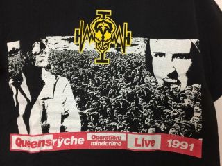 Vintage Queensryche Operation: Mindcrime Live 1991 Concert Tour T - Shirt 3