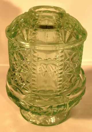 Vintage Indiana Glass Co Stars And Bars Green Fairy Lamp