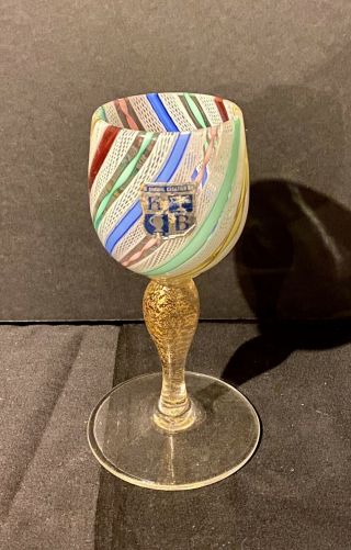 Vintage Murano Fratelli Toso Italy Striped Wine Goblet Art Glass