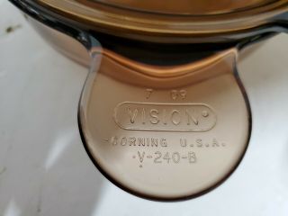 3 Vintage Corning Vision Pyrex Amber Grab - It Bowls,  Lids,  2 V - 150 - B,  1 V - 240 - B 2