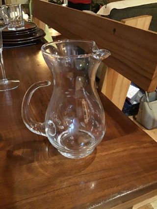 Princess House Heritage Etched Crystal Juice Pitcher 6 1/2”