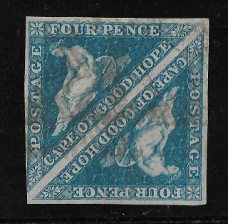 Cape Of Good Hope 1855 - 59 Triangle 4d Blue Imperf Stamp Pair - Fine - See