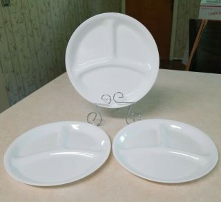 Corelle (3) White Divided Plates - Child 