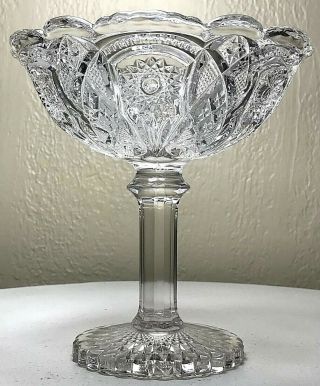 Vintage Lenox Imperial Glass Crystal Daisy & Button 6.  75” Marked Ig Compote