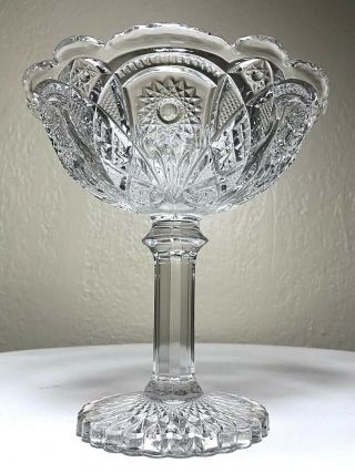 Vintage Lenox Imperial Glass Crystal Daisy & Button 6.  75” Marked IG Compote 2