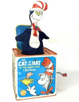 The Cat In The Hat Vintage Jack In The Box Dr.  Seuss Toy Rare Display Only 1970