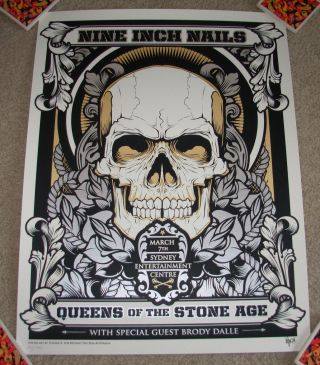 Queens Of The Stone Age Nine Inch Nails Concert Gig Poster Sydney 3 - 7 - 14 2014