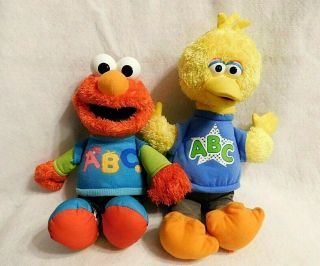 Sesame Street Abc Big Bird & Elmo Talking Singing 14 " & 11 " Plush Toy Hasbro