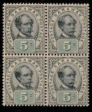 Sarawak 1899 5c Prepared For Use But Not Issued Mnh Block Of 4. .  65929