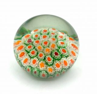 Vintage Millefiori Cane Work Hand Blown Art Glass Paperweight Floral