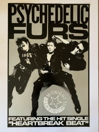 1987 Psychedelic Furs Midnight Promotional Poster 26” X 39” Ex Wave