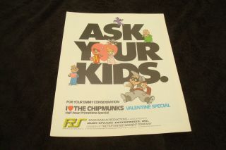 Alvin And The Chipmunks 1983 Emmy Ad For " I Love Chipmunks Valentime Special "