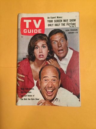 Jan 4 1964 Tv Guide Reiner Van Dyke Tyler Moore Gunsmoke Petticoat K1