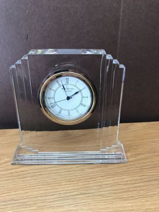Waterford Crystal Metropolitan Clock - Mantle,  Desktop - Art Deco Retail $285 6 X6.  5