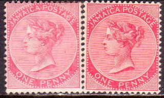 1885 - 86 Jamaica Sg 18 (mng),  18a (mh) 1d Mh Cv £145 Both Shades