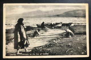 1937 Haifa Palestine Picture Postcard Cover To Sheffield England Fishermen Tiber