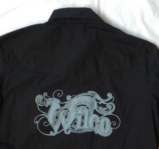 Wilco Snap Front Western Logo Printed Shirt Black Sz Small Tweedy