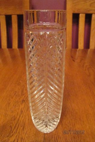 Ralph Lauren Lead Crystal Herringbone Pattern 7 1/2 " Bud Vase