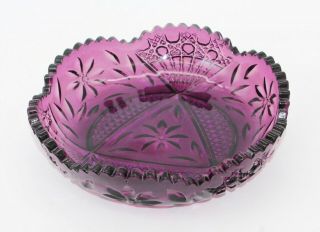 Vintage Mid Century Purple Amethyst Hobnail Glass Bowl Candy Dish 8 1/4 "