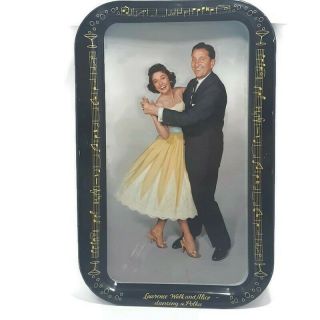 Vintage Serving Tray Lawrence Welk & Alice Lon Dancing Polka Mid Century S2 2