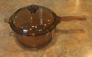Corning Ware Visions Amber Sauce Pan With Lid,  2.  5 Liter -