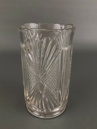 Antique U.  S.  Glass,  Pressed Glass Celery Vase,  Diamond & Sunburst 15018 C.  1893