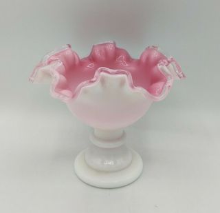 Vintage Fenton Glass Peach Blow Silver Crest Epergne Ruffled Edge Base Only