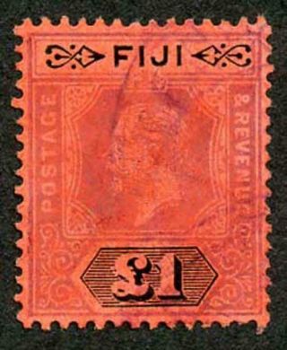 Fiji Sg137 1923 One Pound Purple And Black/red Die I Wmk Mult Crown Ca