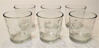 Vintage Set Of 6 Libbey Large Dots Clear Low Ball Or Juice Drinking Glasses