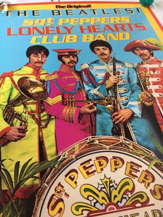 1960 ' s The Beatles Band Sgt.  Pepper Capitol Poster 1967 Lonely Hearts VTG 3