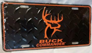 Buck Commander License Plate Car Truck Tag Hunting Black Orange Aluminum