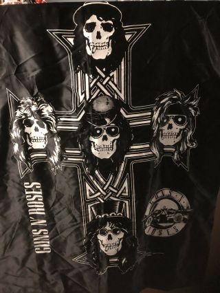 Vintage 1988 Guns N And Roses Flag Banner Cross Bones Skull Faces Rock N Roll