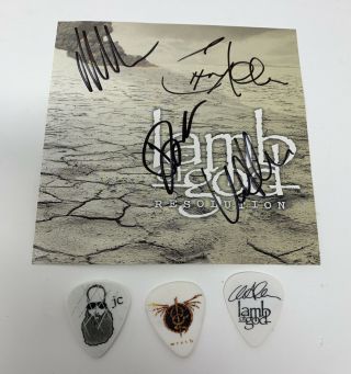 Signed Lamb Of God Resolution Sticker 5x5” With Picks