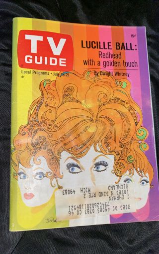 Vintage July 15 - 21,  1967 Tv Guide Lucille Ball I Love Lucy The Lucy Show Era