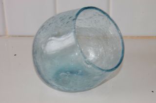 Vintage Rare Hand Blown Blue Green Art Glass Small Jar