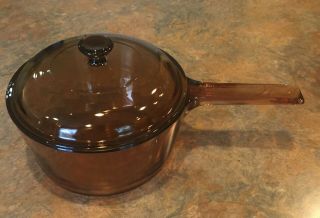 Corning Ware Visions Amber Sauce Pan With Lid,  1.  5 Liter -