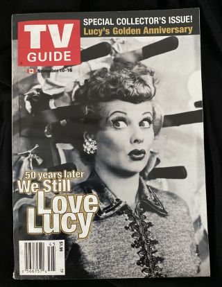 I Love Lucy Lucille Ball Tv Guide From Canada Week Of November 10 - 16,  2001