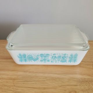 Vintage Pyrex Amish Blue Butterprint 1.  5 Qt Refrigerator Dish 0503 With Lid