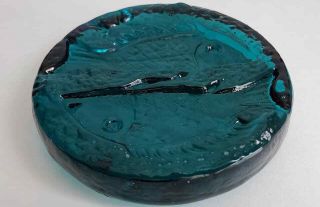 VTG Mid Century MCM Blenko Turquoise Blue Art Glass Fish Paperweight FreeUShip 2